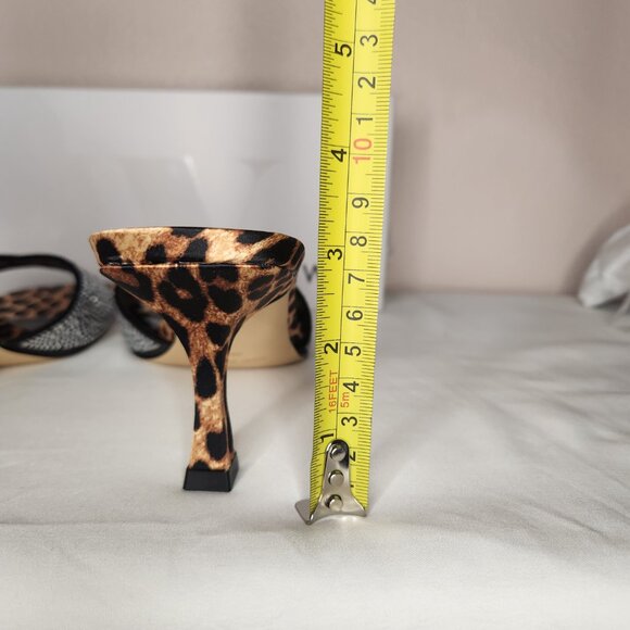 Nine West Bling Jeweled Leopard Print Slip-On Square Toe Heels Size 9 - Picture 7 of 7